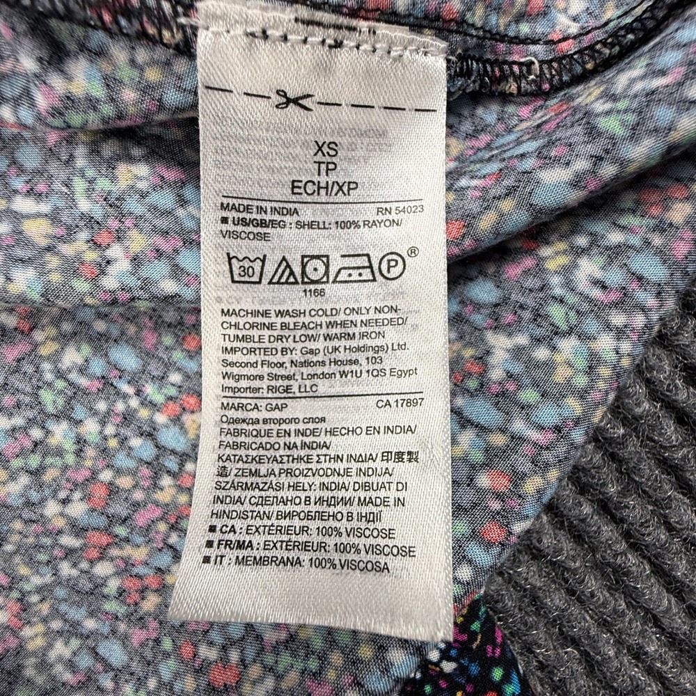 Gap Womens Sleeveless Swing Tank Dress XS Black Multicolor Print 718753-00 Mini - Picture 8 of 10